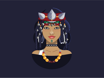 Amazigh girl character culture flat girl heair illustration stroke