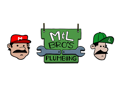 M&L Bros Plumbing drawing illustration ipad pro luigi mario plumbing procreate