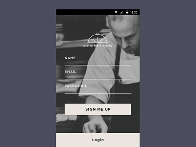 DAILY UI 001; Sign Up android black and white daily ui gotham material mobile sign up ui ux