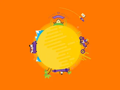 PlainHouse car earth illustration logo