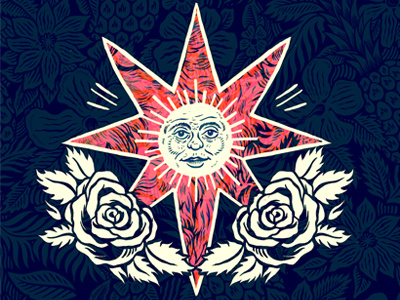 Sun alchemy floral illustration rose star summer sun tarot traditional