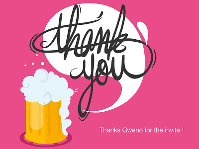 Hellooo Dribbble ! beer flat illustration illustrator photoshop pink vector