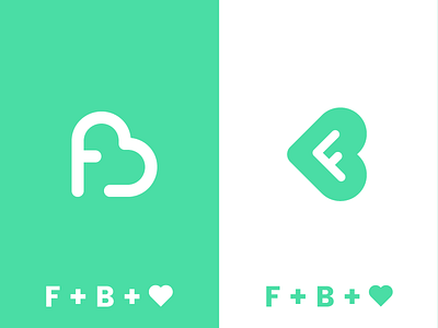 F + B + <3 app b brand identity branding f fb heart icon logo mark shot type