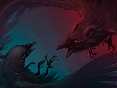 Crows battle battle crow fight flying horns raven wings