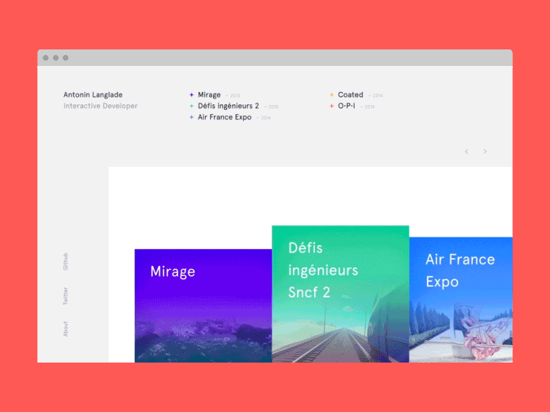 Antonin Langlade's Portfolio animation colorful developer portfolio prototype web