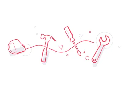 Tools flat icons illustration minimal red simple tools