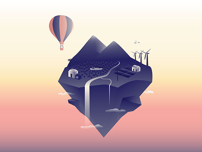 Floating World earth illustration island mountains nature vector wip