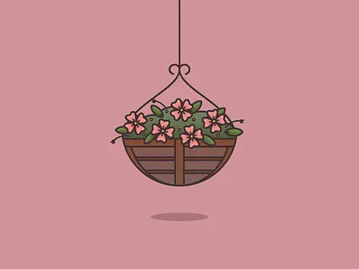 Hanging Flower Basket basket flower illustration mothers day pink