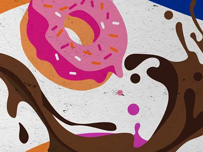 coffee, donut and ice cream wall covering donut illustrations wall covering