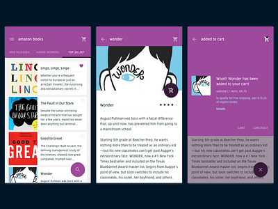 Amazon Books App - Add to cart amazon app books material material design