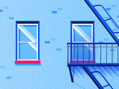 Building Facade Blue apartment blue building cute drawing gif graphic illustration illustrator landscape window windows