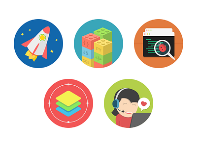 Team Role Icons bright clean flat icon position role team