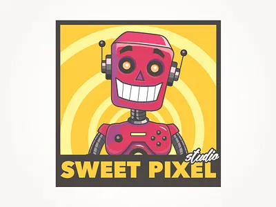Sweet Pixel Studio game graphic design indie logo robot sweetpixelstudio