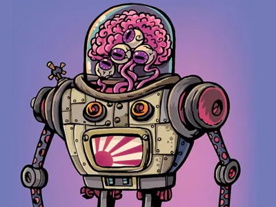 Japanese advanced robot display drawing dušan pavlic illustration japan mechanics poster robot technology