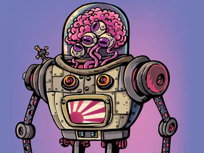 Japanese advanced robot display drawing dušan pavlic illustration japan mechanics poster robot technology