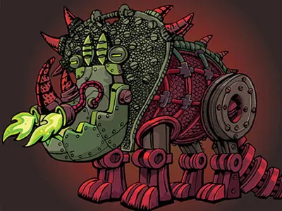 Mechanical Rhinoceros fire flame healthy mechanical rhinoceros strength