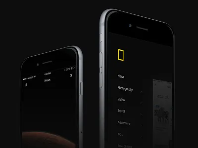National Geographic Concept Design Menu Page app concept dark design dribbble geographic national nature ui ux wild