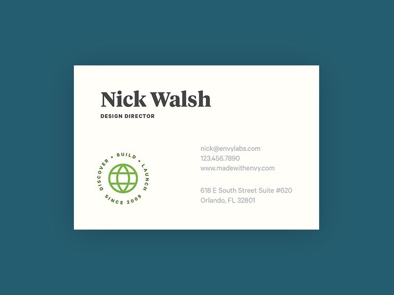 Envy Business Card business card calibre gif icon tiempos