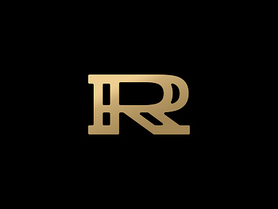 Custom R brand gold icon letter logo luxury restaurant type typography