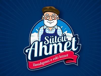 Milkman Ahmet badge logo man milk milkman old man