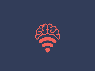 Wifier brain branding flat icon identity logo logotype mark monogram pin symbol wifi