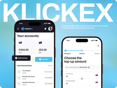 KlickEx – Financial App UI UX Design app bank app banking dashboard banking website core app dashboard finance finance app onboarding financial app fintech fintech app fintech dashboard fintech landing page fintech website mobile mobile app design mobile app ui modern app ui platform platform ui web app