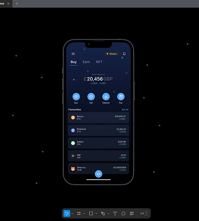 Crypto.com Wallet App – Dark Mode UI Figma Design app brand branding btc crypto design eth figma ios iphone nft site sol ui