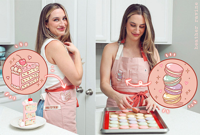 Apron Design for Hedley & Bennett x Mack's Macs aesthetic apron branding cake clothing confetti cute art desserts embroidery girly hedley bennett illustration kitchen macarons macaroons merch merchandise product design sweets whimsical