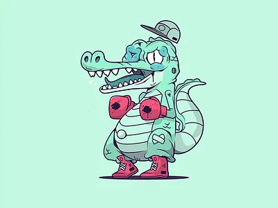 COCO FIGHTER animals boxing boy characte crocodile illustration nice street stroke wiker