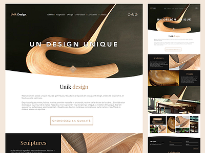 Unik Design clean interior one page simple ui ux web design wood