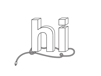 Illuminated HI sign electrical cord hi icon illustration lamp lettering sign