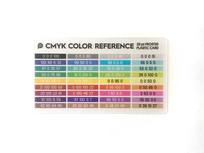 Plastic CMYK Color Reference cmyk color plastic card reference sample