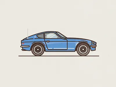1970 Datsun 240Z 1970 240z car classic datsun flat colour illustration line texture thick lines