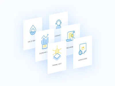 Advertising process infographic features icon infographic process stroke web