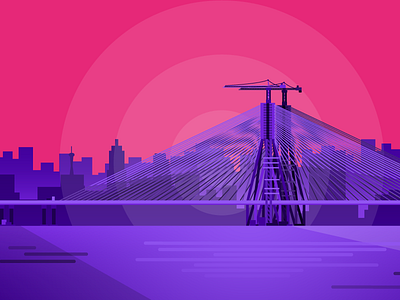 Cities#1 - Worli Sea Link, Mumbai bold flat illustration landscape mumbai worli