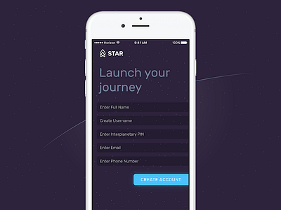 Sign Up - Space Travel And Recreation dailyui flat form galaxy ios iphone minimal register sign up signup space stars