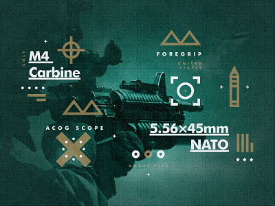 M4 Carbine gun layout photoshop symbol texture type typography war