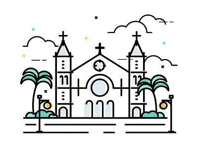 Notre Dame Cathedral - Saigon cathedral illustration line art notre dame saigon vietnam