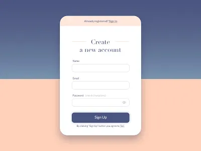 Sign Up Form button email field form lightbox name new account password sign in sign up