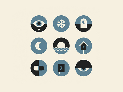 Twilight Sad Icons birdhouse eye icons moon pictograms pills sad snowflake sunset tears tombstone twilight