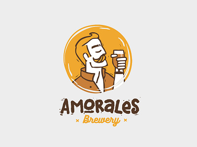 Amorales Brewery amorales beard beer character craft human logo man men outline