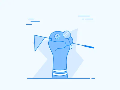 Professor Sock button indigo monocle puppet sock