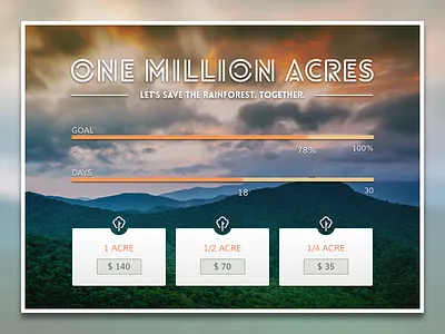 Daily UI #032 - Crowdfunding Campaign 032 acres challenge crowdfunding daily dailyui fundraising rainforest sketch sketchapp