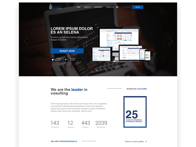 Fundz digital flat funding responsive surprices ui user center design ux web