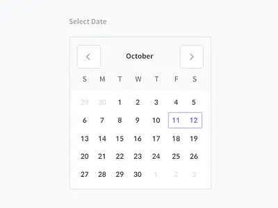 Inline calendar UI calendar date date picker ui
