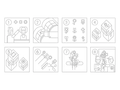 Bouquet Workflow agile bouquet comics decoration delivery flower illustration linear process simple workflow
