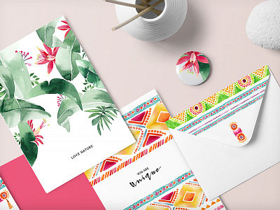 "For You" collection branding cards design frames illustration nature packaging patterns set sonice summer tropical