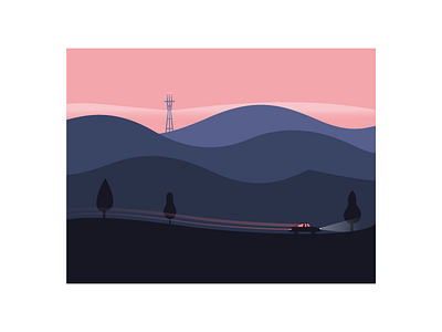 Heading to San Francisco california car illustration landscape miguelcm san francisco sutro