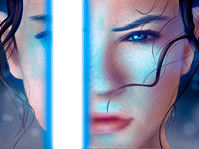 Rey illustration jedi light saber photoshop rey star wars the force awakens