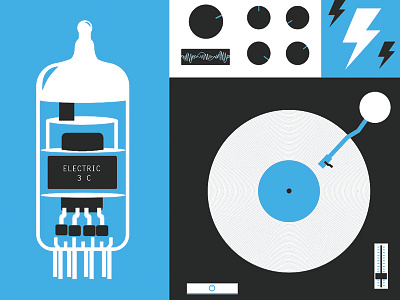 encore cool cyan electric illustration knobs minimal music records